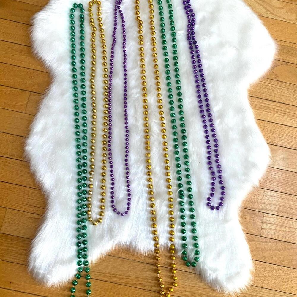Set of Green, Gold, and Purple Large Mardi Gras Bead Necklaces